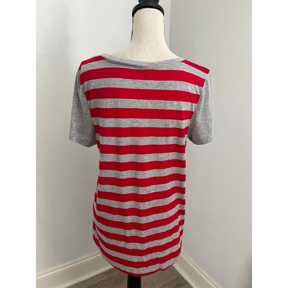 Disney Mickey Mouse Tee Large Walt Disney Gray Red Striped Graphic Shirt Retro - Picture 4 of 6